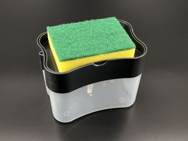 Дозатор для миючого засобу, 380 мл, з підставкою для губки Soap Pump Sponge Caddy / Диспенсер натискний для мила / Органайзер для SP-001 фото